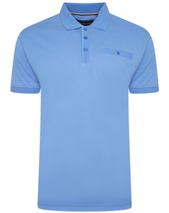 KAM Striped Jacquard Collar Jersey Polo Shirt Royal Blue